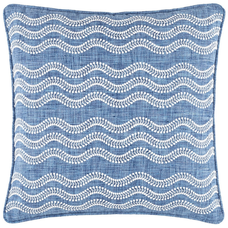 Scout Embroidered French Blue Indoor/Outdoor Decorative Pillow | Annie Selke