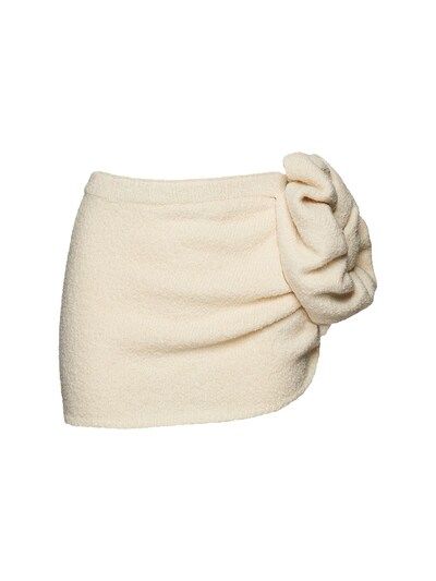 Magda Butrym - Wool knit side detail mini skirt - Cream | Luisaviaroma | Luisaviaroma