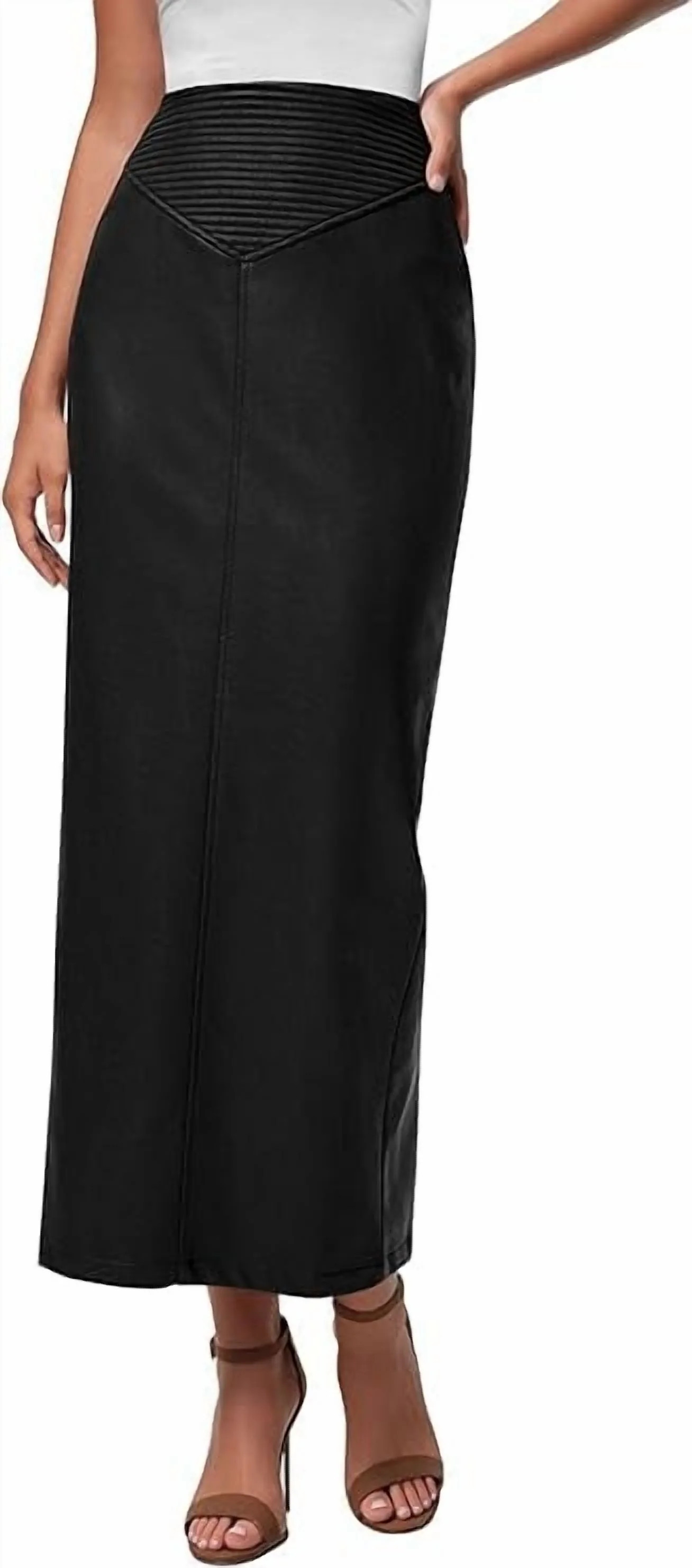 PRETTYGARDEN Women's Faux Leather Long Skirt Fall Trendy Clothes High Waist Dressy Casual Pencil ... | Walmart (US)