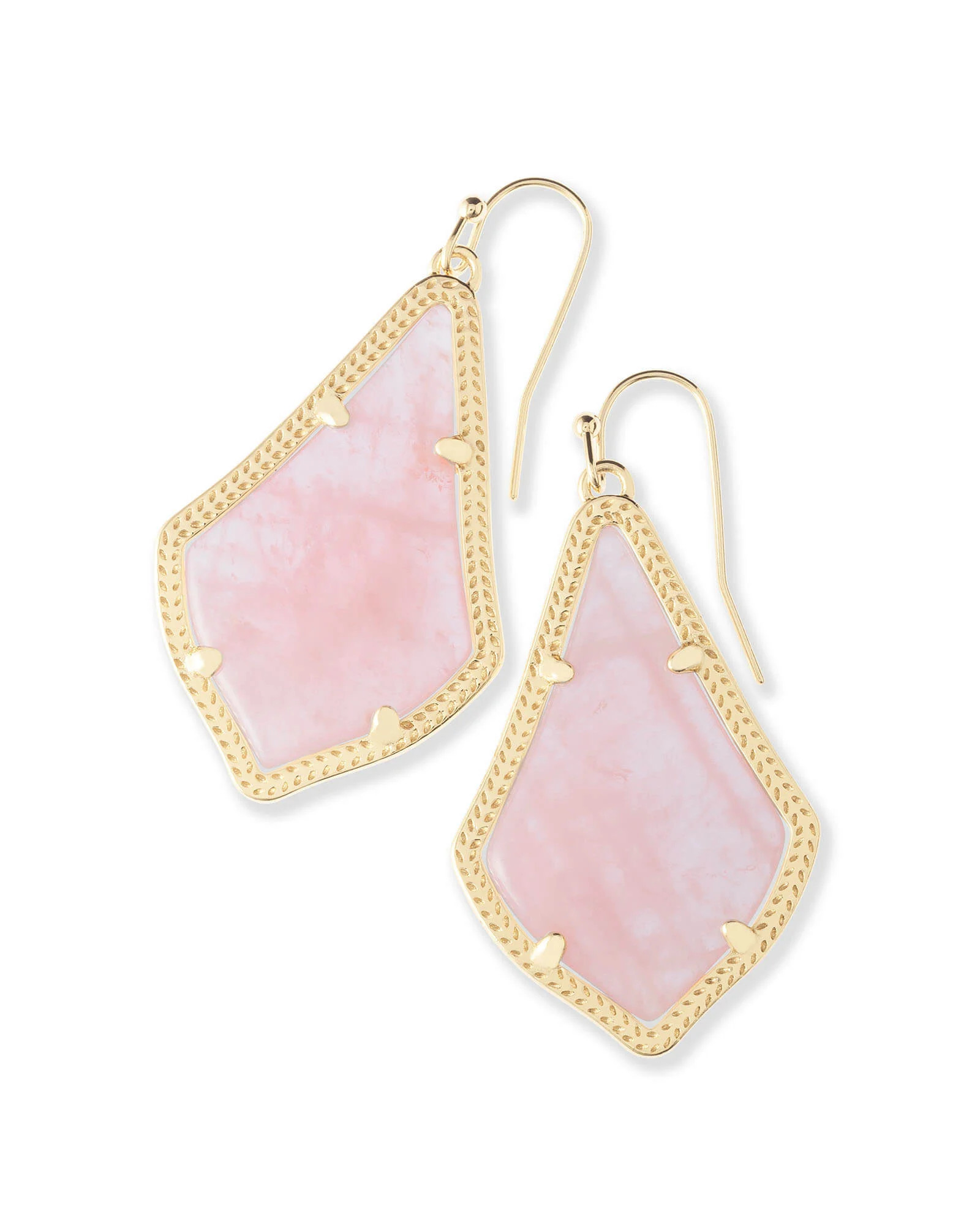Alex Gold Drop Earrings in Rose Quartz | Kendra Scott