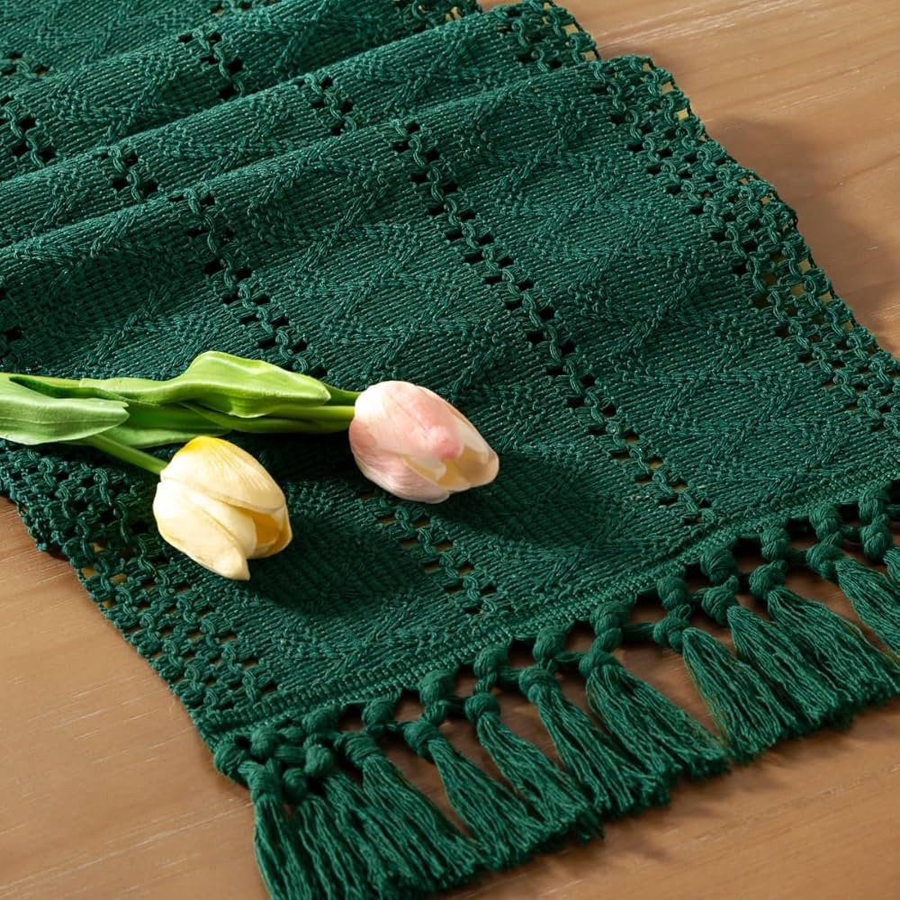 Socomi Boho Table Runner Fall Thanksgiving Farmhouse Rustic Dining Kitchen Centerpiece Decor Smal... | Amazon (US)