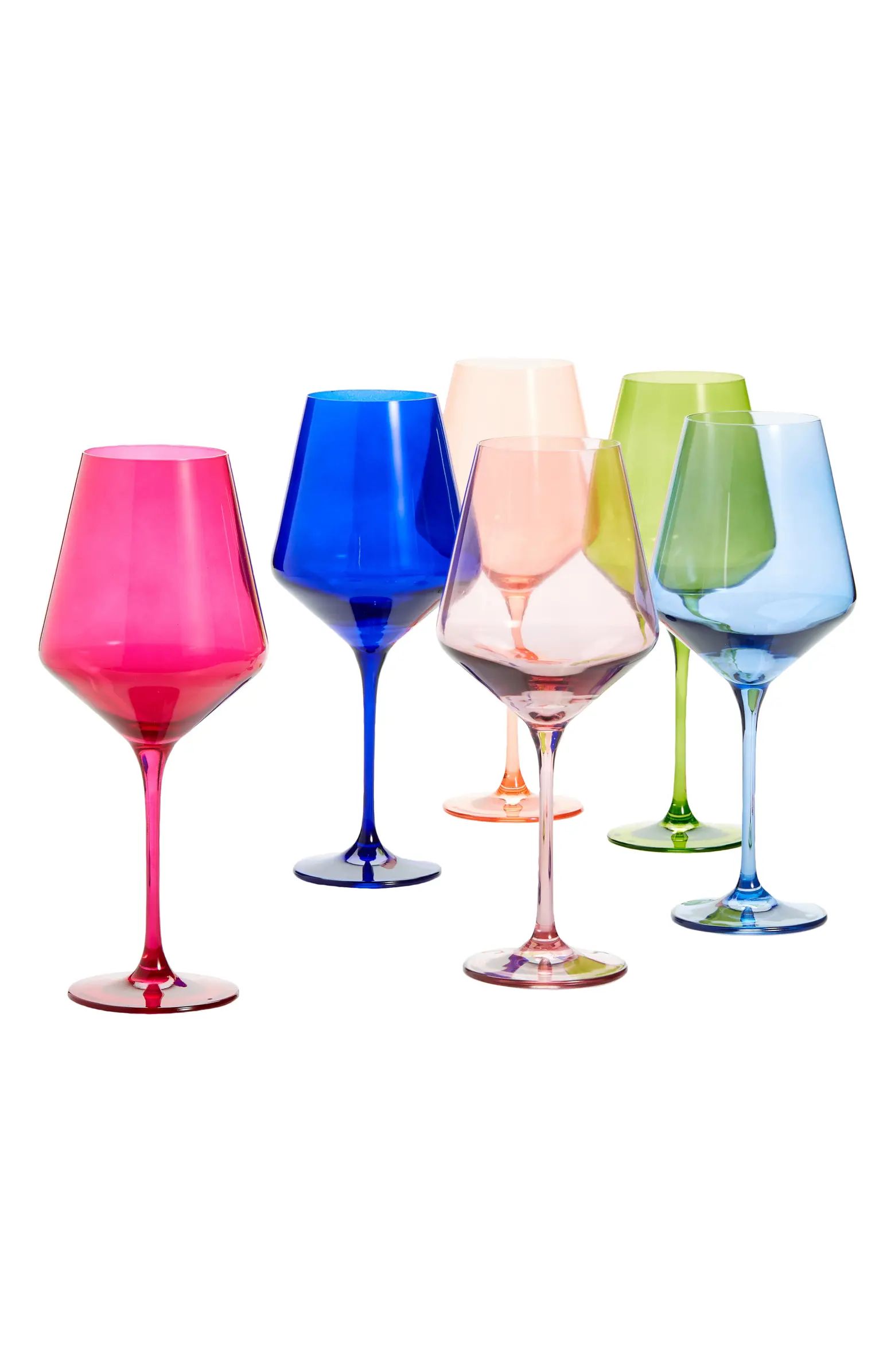 Estelle Colored Glass Set of 6 Wine Glasses | Nordstrom | Nordstrom