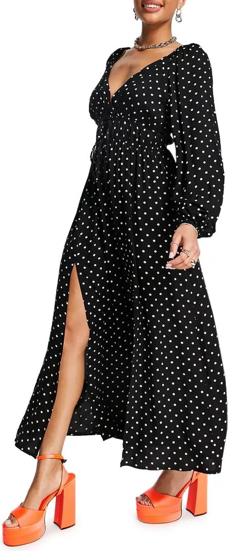 ASOS DESIGN Polka Dot Long Sleeve Maxi Dress | Nordstrom | Nordstrom