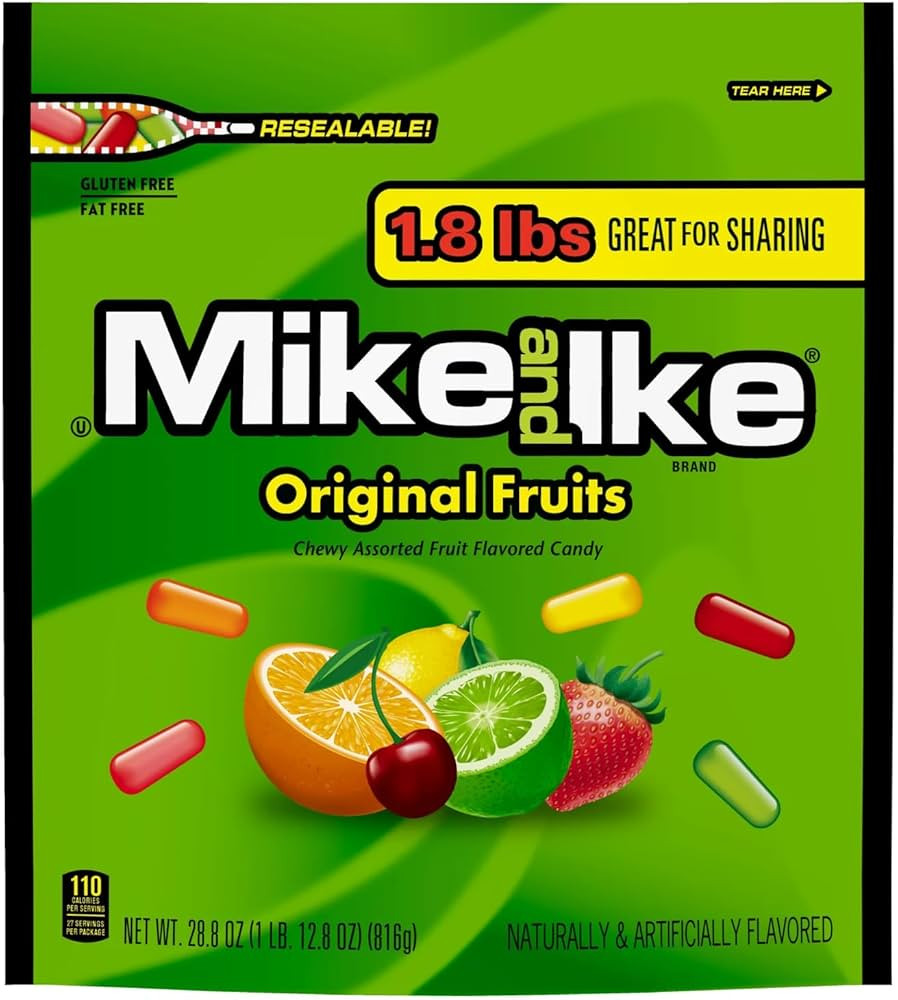 Mike and Ike Original Candy - 1.8 lbs (1 Pack) - Chewy Movie Candy Bulk Size 1.8 lb - Comes with ... | Amazon (US)