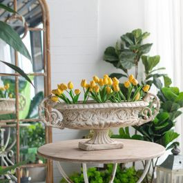 Weathered White Pedestal Vase | Antique Farm House