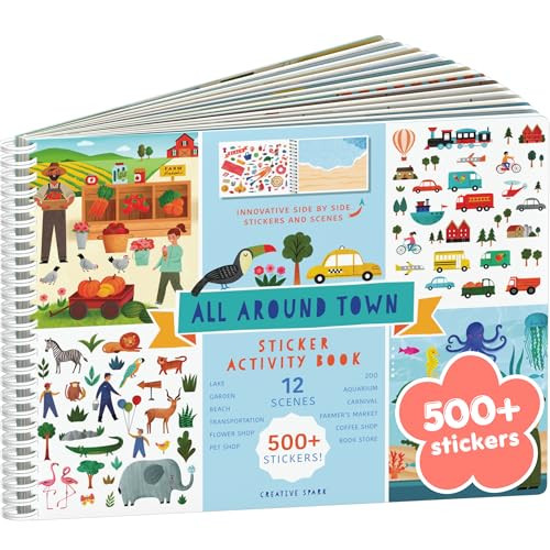 Amazon.com: All Around Town 500+ Kids Sticker Book by Cupkin Fun Toddler Travel Activity Coloring... | Amazon (US)
