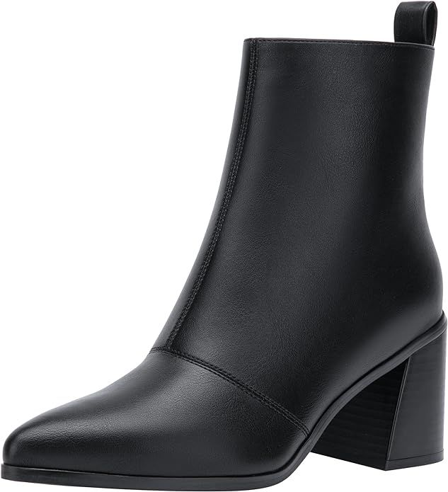 Jeossy Women's 9635 Chunky Heeled Ankle Boots | Pointed Toe Stacked Block Heel Booties | Amazon (US)