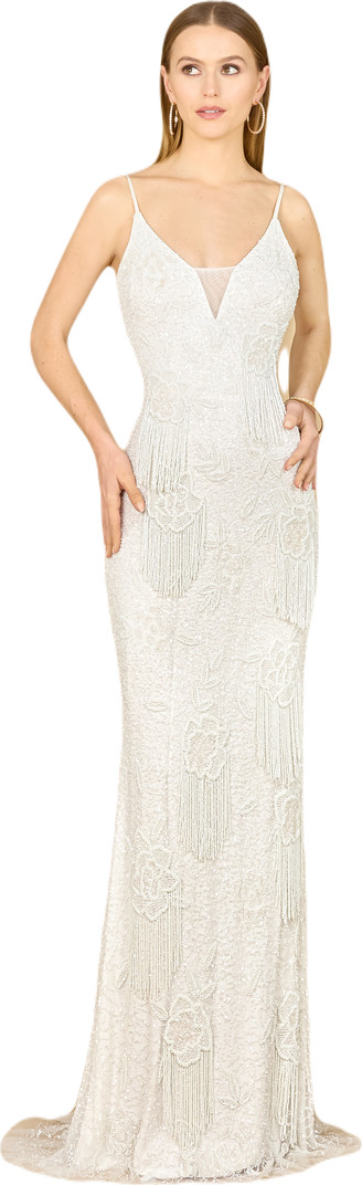 LARA New York Danika Floral Beaded Sheath Beaded Dress with Beaded Fringe | Nordstrom | Nordstrom