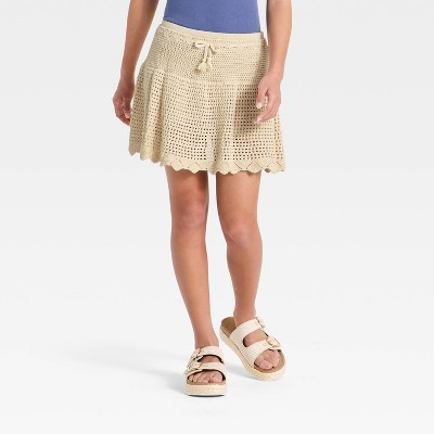 Girls’ Crafted Sweater Skort - art class™ Off-White XL | Target