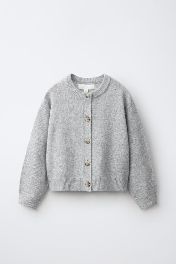 Zara - Plain Knit Cardigan - Light Grey - 9-10 Years (140 Cm) - Kids | Zara AU