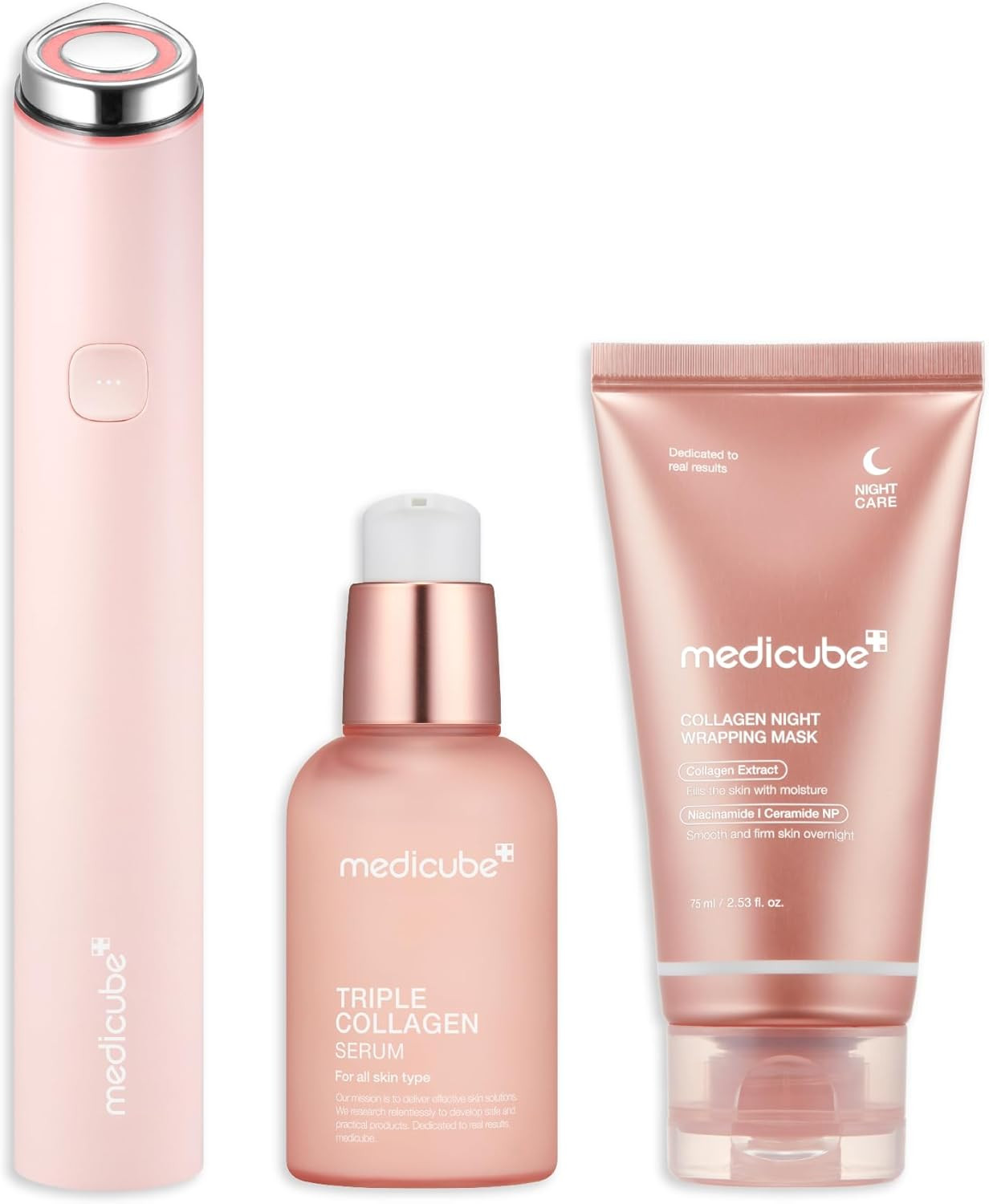 medicube Ultimate Pink Glow Skincare Trio: Mini Booster Pro Pink and Collagen Overnight Wrapping ... | Amazon (US)
