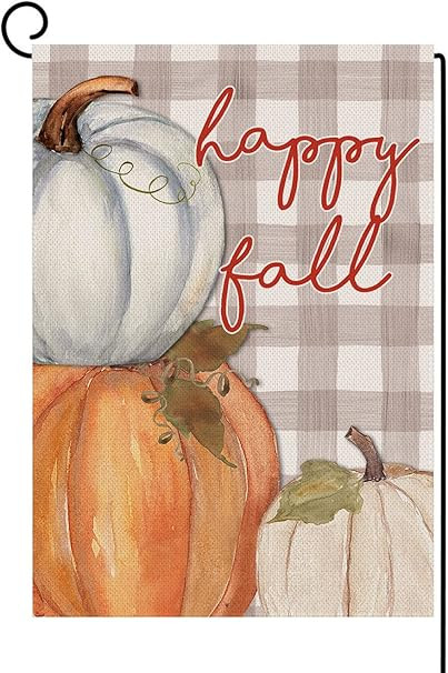 Happy Fall Pumpkin Garden Flag Vertical Double Sided Watercolor Pumpkins Small Yard Flag, Autumn ... | Amazon (US)