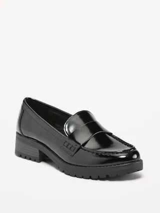 Faux-Leather Chunky Heel Loafers | Old Navy (US)