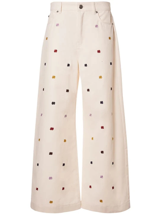 Oggeri embroidered denim wide jeans - Weekend Max Mara - Women | Luisaviaroma | Luisaviaroma