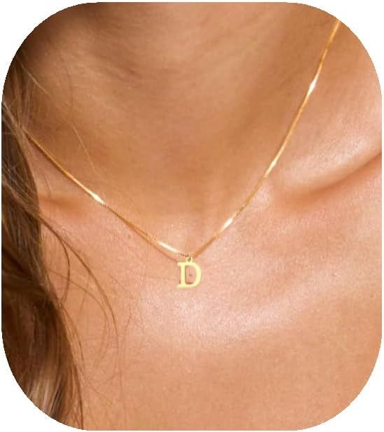 Initial Necklaces for Women Girls, Chunky Gold Necklace for women Trendy A-Z Initial Necklace Gol... | Amazon (US)