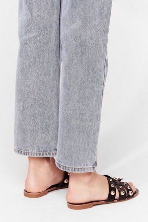 Stud Waiting Faux Leather Flat Sandals | NastyGal (US & CA)