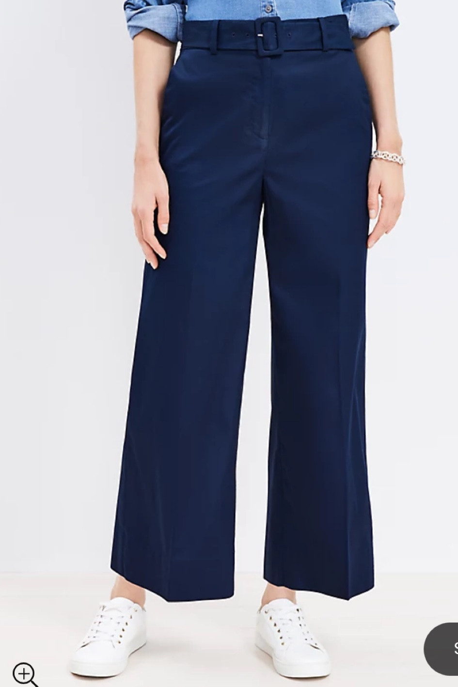 Belted wide leg crop pants
