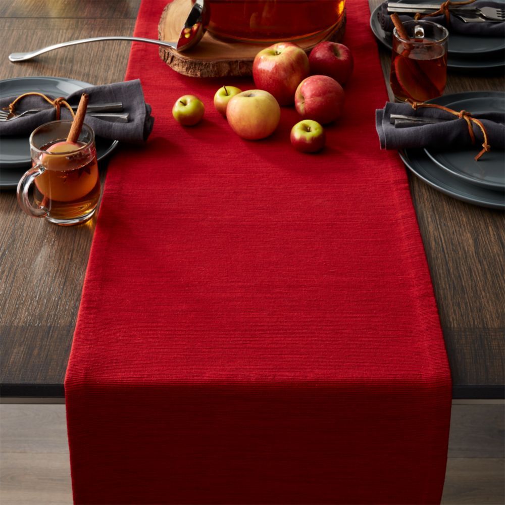 Grasscloth 90" Ruby Red Table Runner | Crate & Barrel