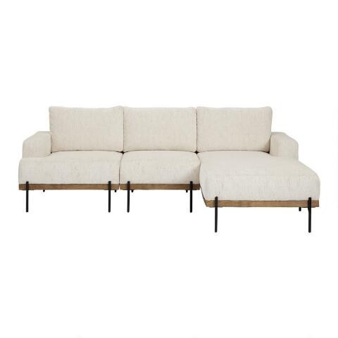 Frances Ivory Right Facing 3 Piece Sectional Sofa | World Market