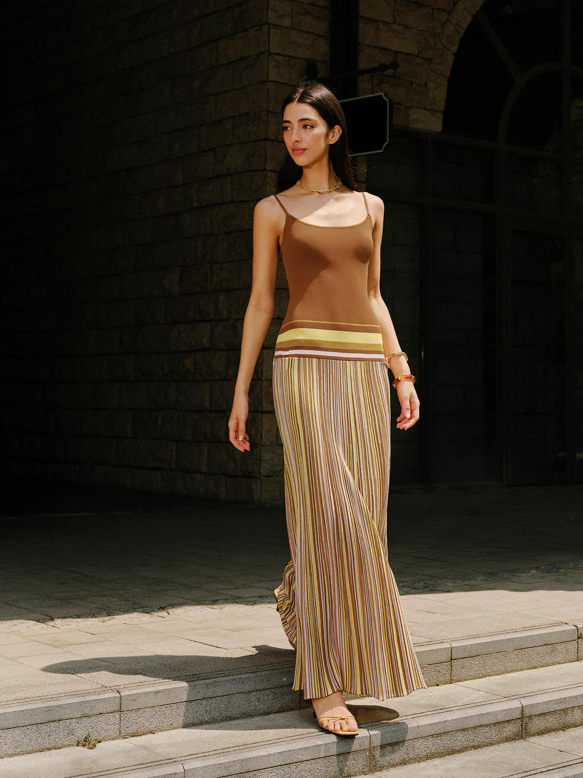 Striped Knit Cami Dress | Commense