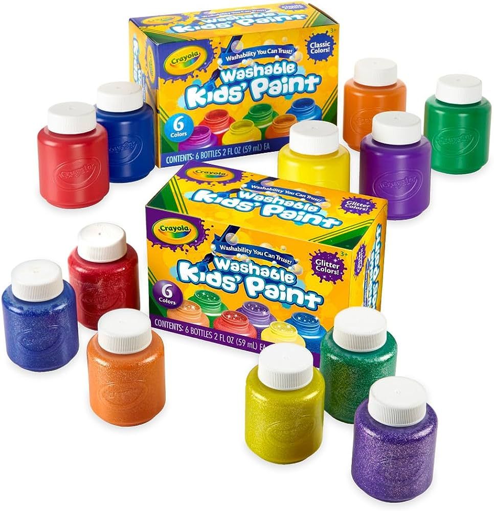 Crayola Washable Kids Paint Set (12 Ct), Classic and Glitter Paint for Kids, Arts & Craft Supplies f | Amazon (US)