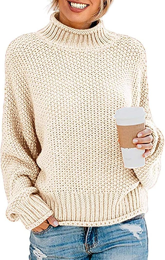 TECREW Womens Chunky Turtleneck Sweaters Batwing Sleeve Oversized Knitted Pullover Jumper | Amazon (US)