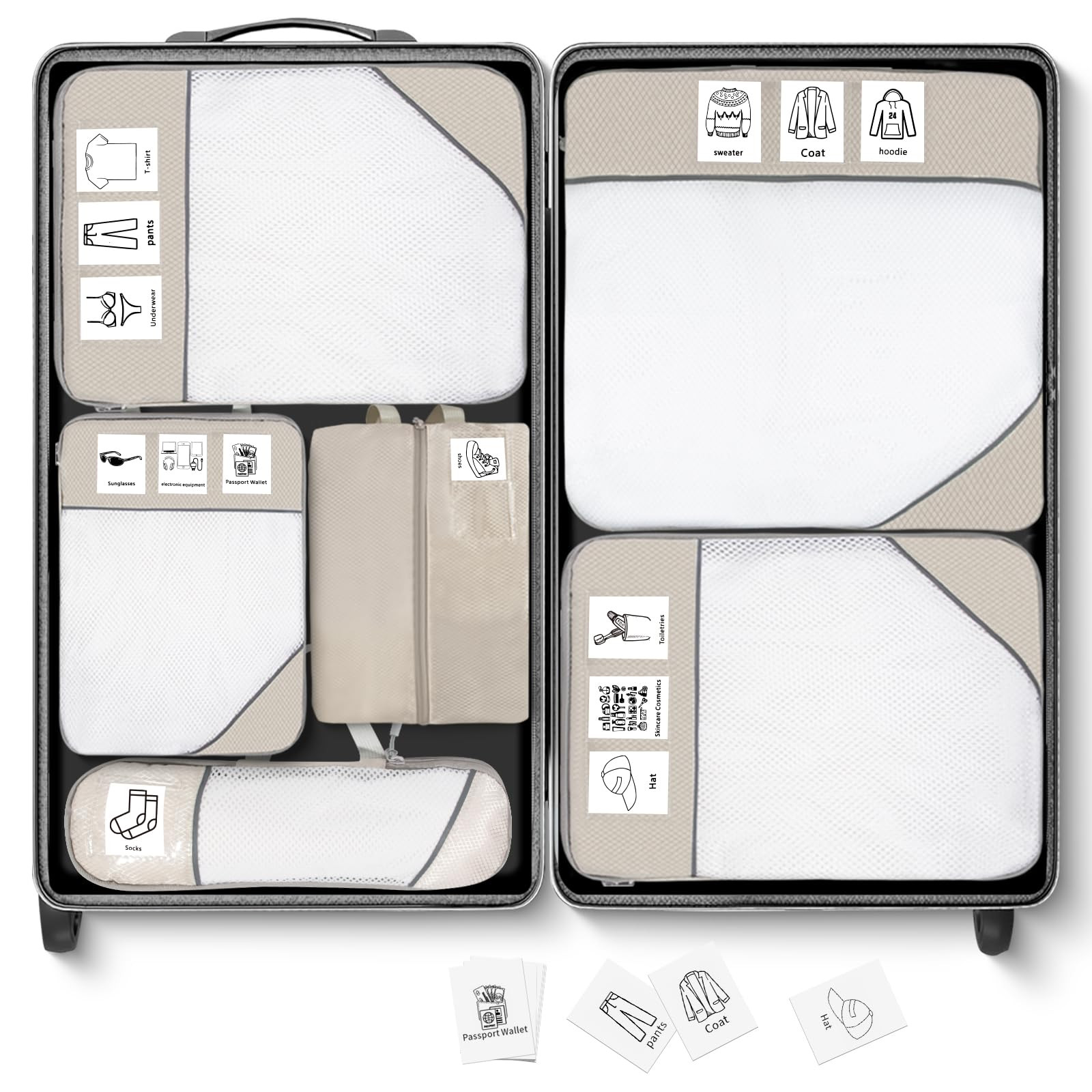 Compression Packing Cubes for Travel 6 Set Expandable Packing Organizers Durable Luggage Bags Org... | Amazon (US)