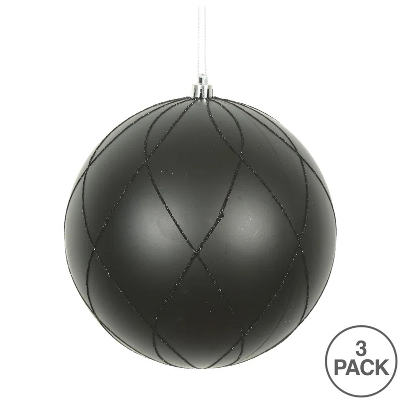 8" Matte and Glitter Swirl Ball Ornament (Set of 3) | Wayfair North America