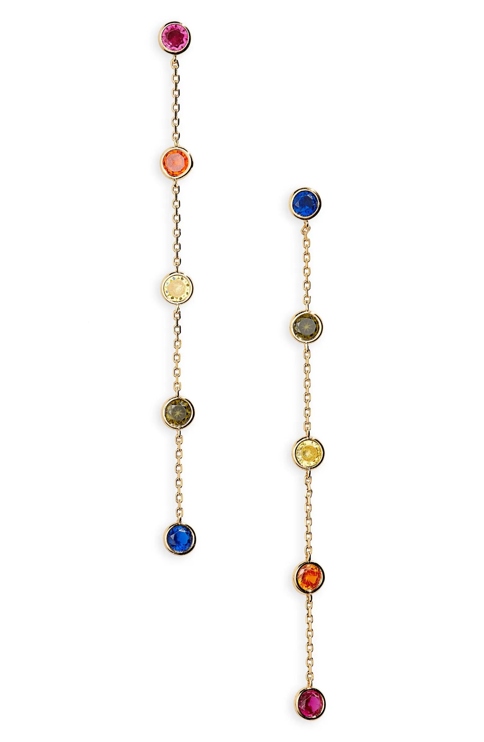 rainbow crystal linear drop earrings | Nordstrom Rack
