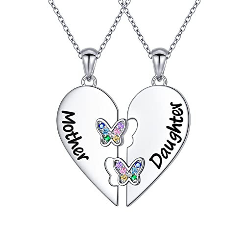 Mother Day Gift S925 Sterling Silver Daughter Mother Mom Mama Heart Pendant Necklace Set for 2 Jewelry Matching | Amazon (US)