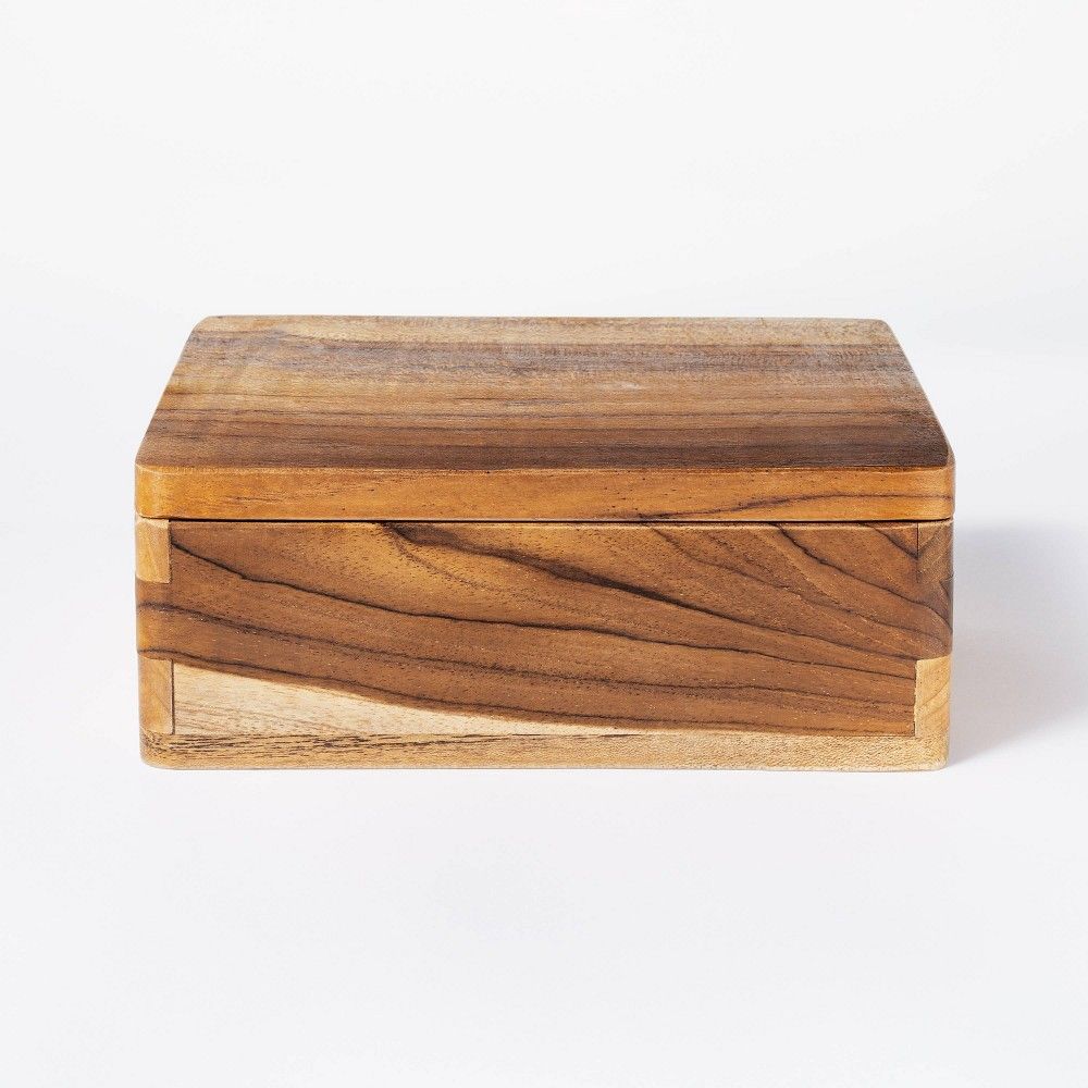 6"" x 8"" Teak Wood Box Natural - Threshold designed with Studio McGee | Target