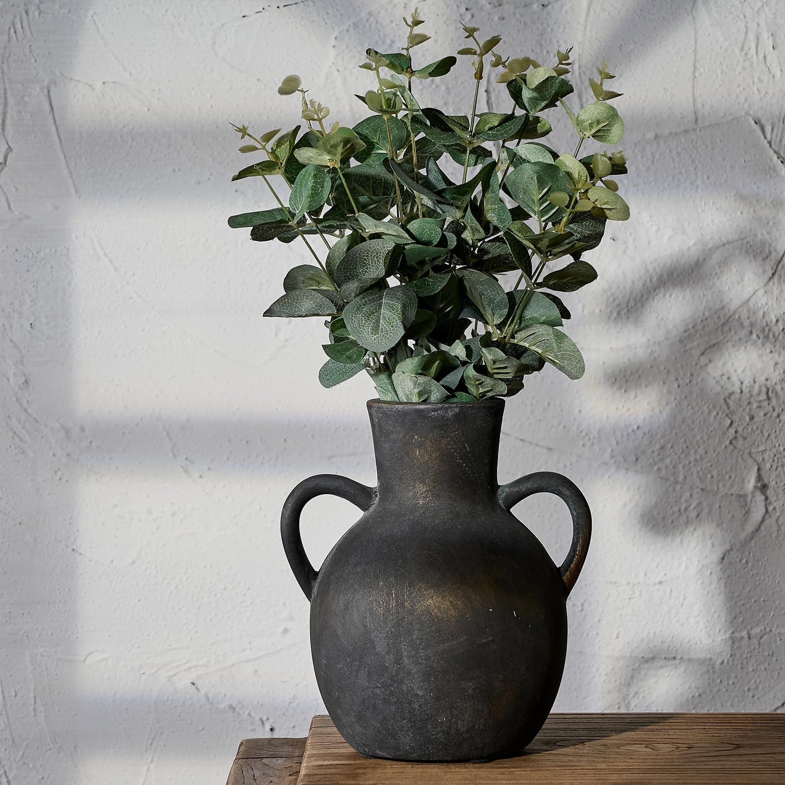 SIDUCAL Rustic Ceramic Farmhouse Flower Vase with 2 Handles, Terracotta Vase, Decorative Pottery ... | Amazon (US)