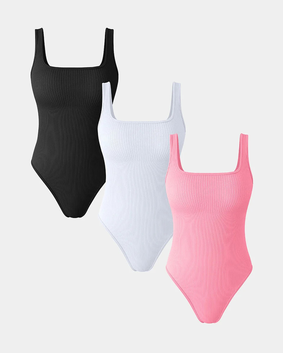 Square Neck Basic Bodysuits | Oqq