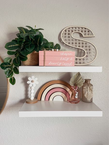 Baby girl nursery shelf! 
Had so much fun styling these shelves! The vases, flower stand, and book stack are all from Hobby Lobby but I linked similar ones! 


#LTKbaby #LTKstyletip #LTKhome