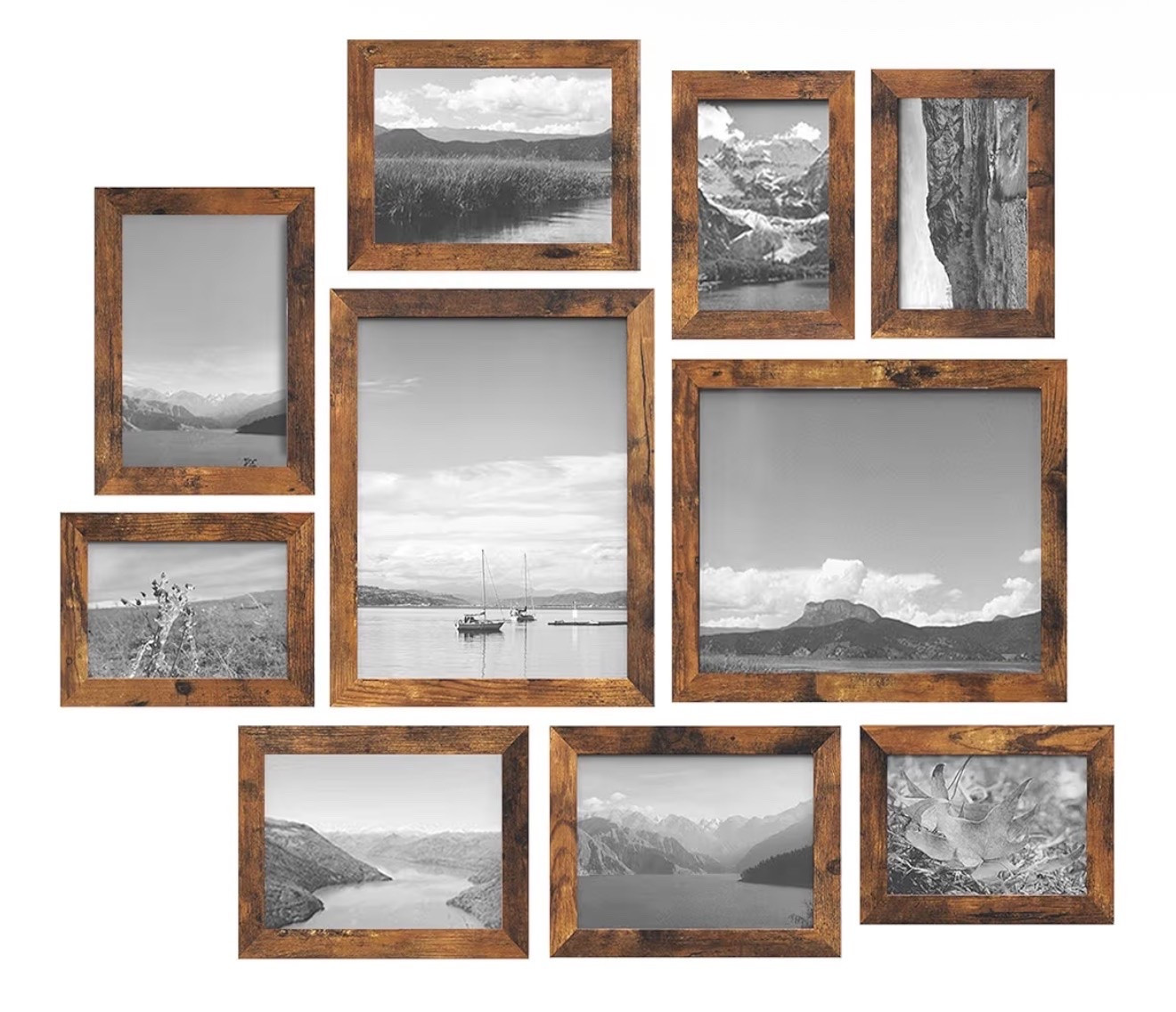 SONGMICS Picture Frames, Collage Picture Frames Set of 10, Two 8x10, Four 5x7, Four 4x6, Photo Frame for Wall Gallery Decor, Table Display, Glass, Rustic Brown

#LTKHome