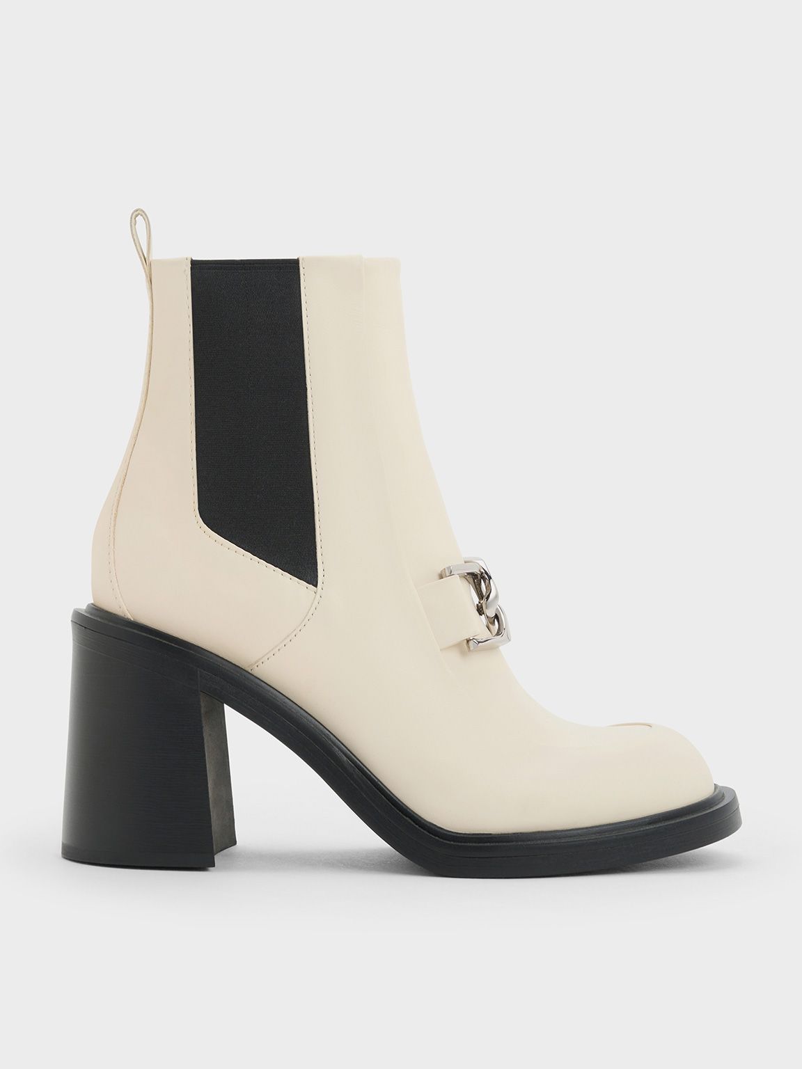 Gabine Block Heel Ankle Boots
 - Chalk | Charles & Keith UK