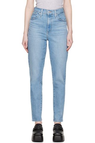 Blue High-Waisted Mom Jeans | SSENSE