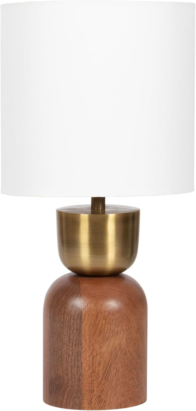 Kate and Laurel Marley Modern Mango Wood and Metal Bedside Table Lamp, 8 x 8 x 17, Antique Brass ... | Amazon (US)