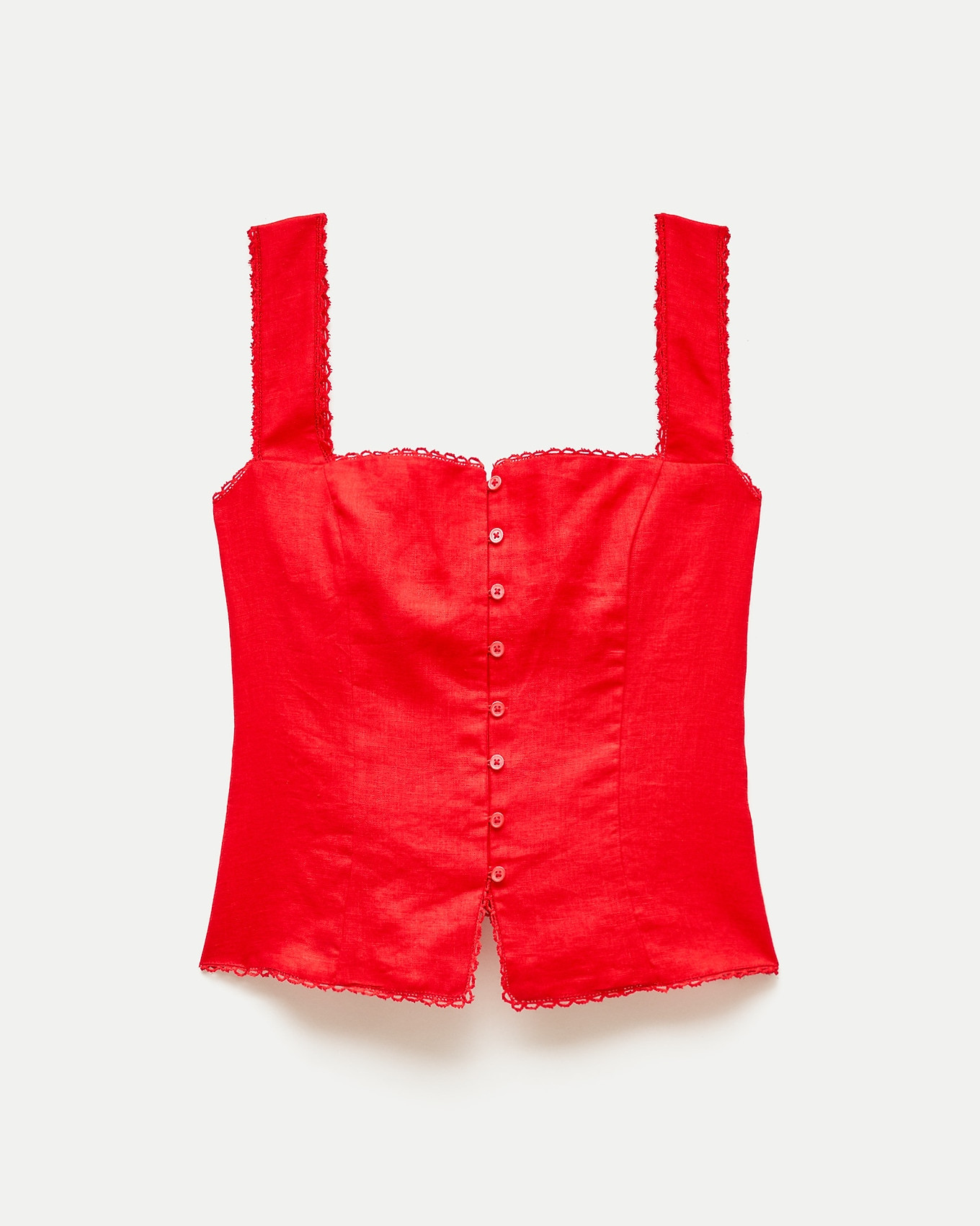 Lace-trim button-up tank top in linen | J. Crew US