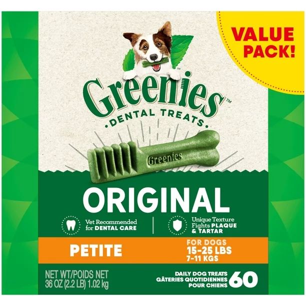 GREENIES Original Petite Natural Dental Dog Treats, 36 oz. Pack - Walmart.com | Walmart (US)