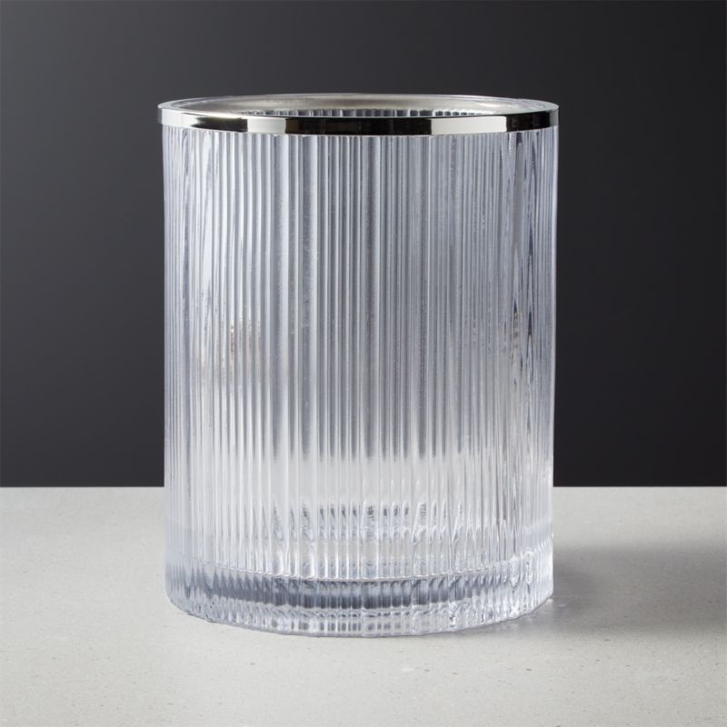Athena Ribbed Glass Round Wastecan | CB2 | CB2