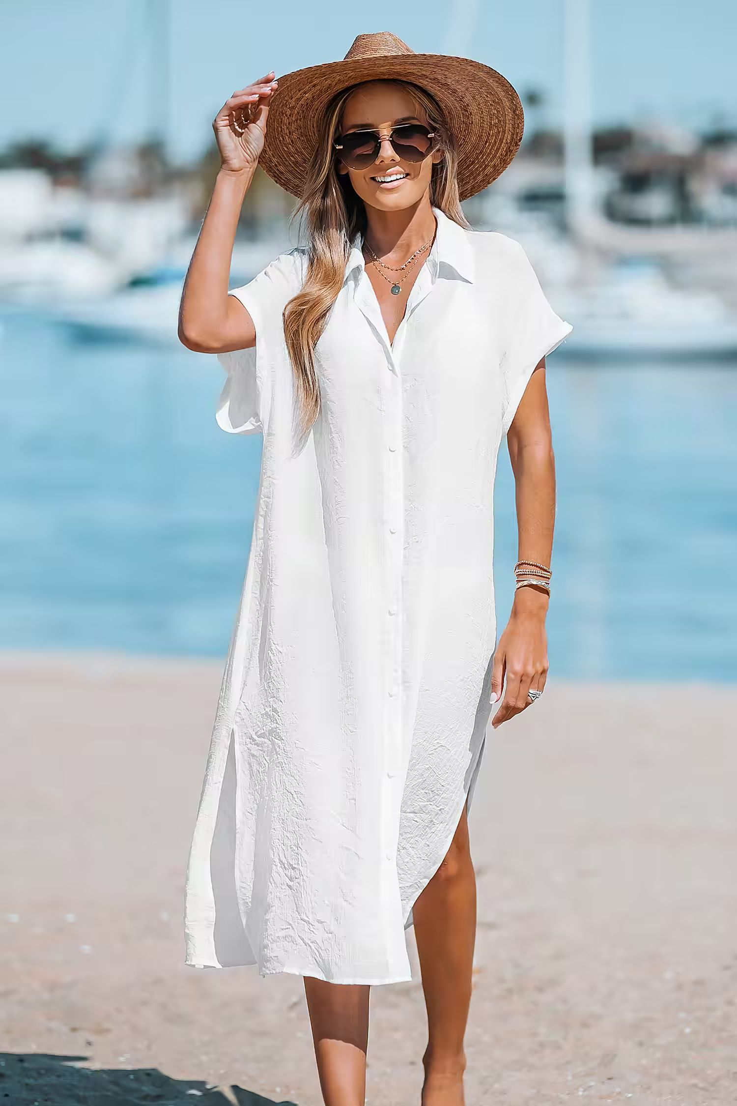 Buttoned Cover-Up Midi Dress | Cupshe US