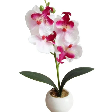 Fake Orchid Assortment Mini Potted Orchid Plants with Wood Planter Box Artificial Phalaenopsis Orchi | Walmart (US)