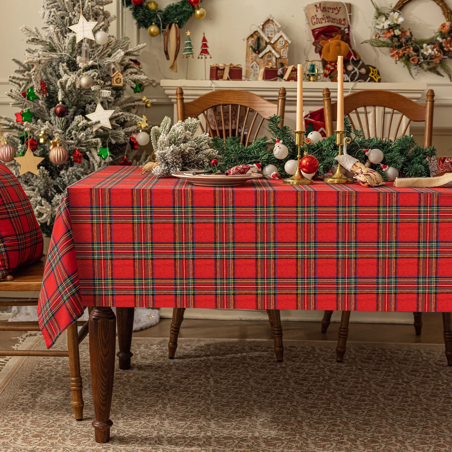 Softalker Christmas Checkered Tartan Rectangle Tablecloth - Red Buffalo Plaid Xmas Table Cloths, ... | Walmart (US)