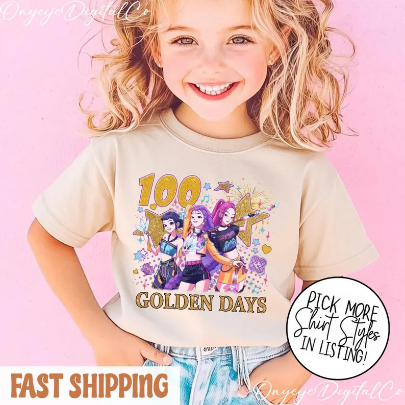 100 Golden Days Kpop Demon Hunter Shirt | Huntrix Girls 100th Day of School Tee - Etsy | Etsy (US)