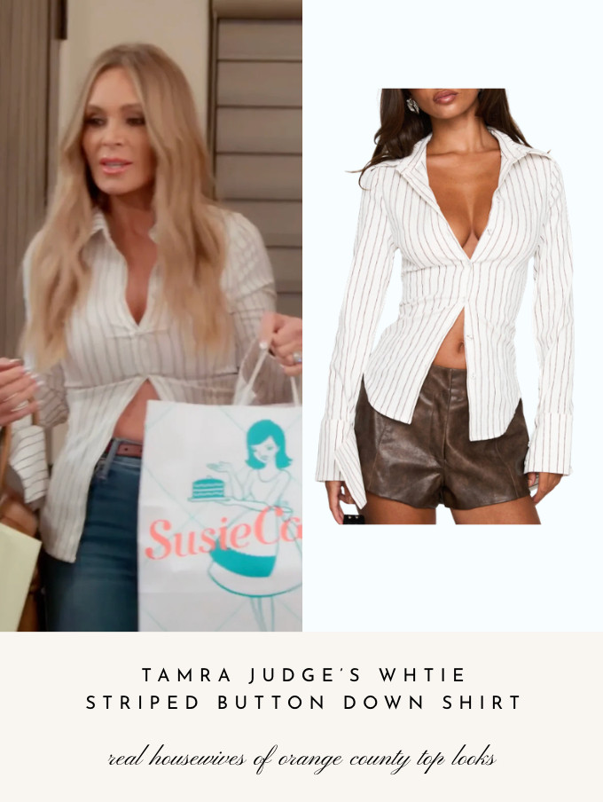 Tamra Judge's White Striped Button Down Shirt 

 