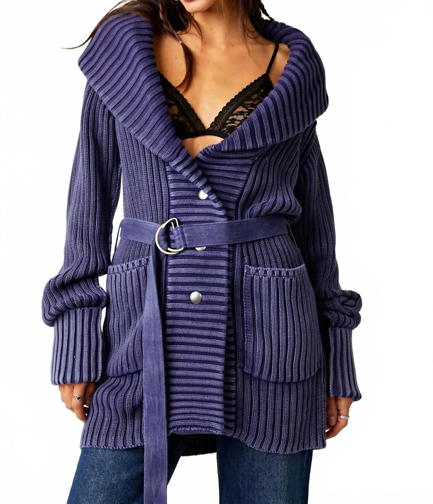 Ryanne Long Haul Cardigan In Navy | Shop Simon