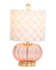 17in Luster Glass With Bow Printed Shade Table Lamp | TJ Maxx
