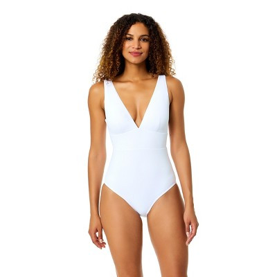 Women's Live In Color Solid Plunge Front One Piece Swimsuit | Target