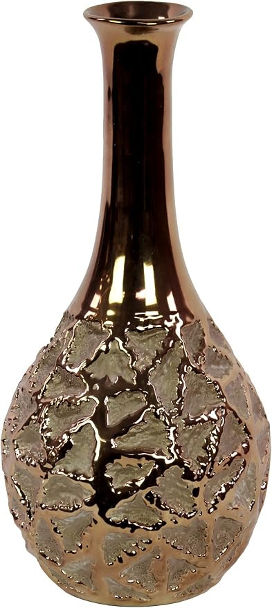 Urban Trends Ceramic Vase with Neck, Round Belly and Crumpled Design with Polished Top LG Rough F... | Amazon (US)